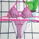 Pink Sexy Print Bandage Letter Swimwears