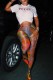 White Street Print Letter O Neck Short Sleeve Two Pieces