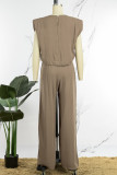 White Casual Solid Patchwork O Neck Sleeveless Two Pieces