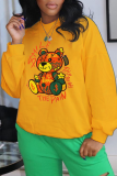 Blue Casual Daily Print Patchwork O Neck Tops