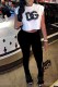 White Street Print Letter O Neck Sleeveless Two Pieces