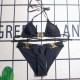 Black Sexy Geometric Bandage Metal Accessories Decoration Swimwears