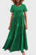 Green Casual Solid Patchwork O Neck Short Sleeve Dress Dresses