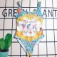 Light Blue Sexy Print Backless Letter Swimwears