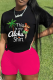 Black Rose Red Street Print Patchwork O Neck Short Sleeve Two Pieces