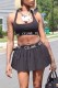 Black Street Print Letter U Neck Sleeveless Two Pieces