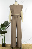 White Casual Solid Patchwork O Neck Sleeveless Two Pieces