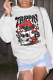 White Casual Street Print Patchwork O Neck Tops