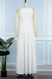 White Casual Solid Basic O Neck Long Dress Dresses