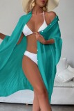Green Sexy Casual Solid Cardigan Swimwears Cover Up