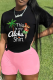 Black Pink Street Print Patchwork O Neck Short Sleeve Two Pieces