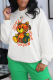 White Casual Daily Print Patchwork O Neck Tops