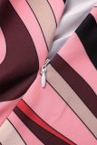 Rose Red Casual Print Basic O Neck Skinny Jumpsuits