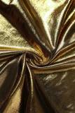 Gold Sexy Solid Patchwork Backless Strapless Sleeveless Two Pieces