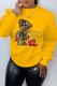 Yellow Street Vintage Print Patchwork O Neck Tops