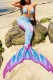 Light Blue Sexy Print Bandage Backless Swimsuit Three Piece Set (With Paddings)