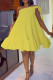 Yellow Casual Sweet Simplicity Frenulum Solid Color One Shoulder Asymmetrical Dresses