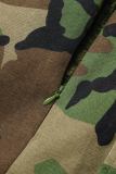Camouflage Street Camouflage Print Patchwork Pocket Regular Low Waist Straight Full Print Bottoms