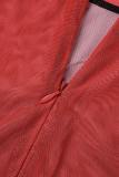 Red Sexy Print Patchwork Half A Turtleneck Skinny Jumpsuits