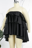 Rose Red Sexy Casual Solid Patchwork Backless Strapless Tops