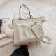 White Casual Simplicity Letter Patchwork Zipper Bags