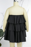 Rose Red Sexy Casual Solid Patchwork Backless Strapless Tops