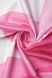Pink Casual Vacation Simplicity Floral Vests Printing Square Collar Straight Jumpsuits