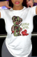 White Daily Vintage Print Patchwork O Neck T-Shirts
