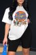 White Casual Character Print Letter O Neck Short Sleeve Two Pieces