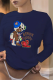 Navy Blue Vintage Cute Print Patchwork O Neck Tops