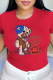 Red Street Daily Print Patchwork O Neck T-Shirts