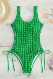 Green Sexy Solid Bandage Backless Swimwears (With Paddings)
