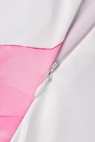Pink Casual Vacation Simplicity Floral Vests Printing Square Collar Straight Jumpsuits