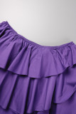 Rose Red Sexy Casual Solid Patchwork Backless Strapless Tops