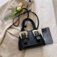 Black Street Simplicity Letter Patchwork Zipper Bags