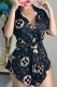 Black Elegant Print Letter Turndown Collar Shirt Dress Dresses