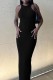 Black Sexy Casual Solid Basic O Neck Long Dress Dresses