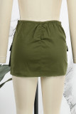 Camouflage Street Camouflage Print Patchwork Pocket Regular Low Waist Straight Full Print Bottoms