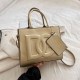 Gold Casual Simplicity Letter Patchwork Zipper Bags