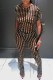 Black Sexy Dot Print See-through O Neck Short Sleeve Two Pieces