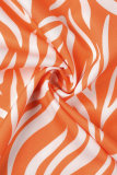 Orange Casual Vacation Basis Print Printing Spaghetti Strap Dresses