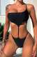 Black Sexy Solid Backless Swimwears (With Paddings)