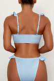 Light Blue Sexy Solid Frenulum Backless Swimwears (With Paddings)
