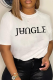 White Casual Daily Print Letter O Neck T-Shirts