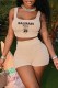 Coffee Street Print Letter U Neck Sleeveless Two Pieces