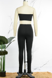 Yellow Sexy Casual Solid Backless Strapless Sleeveless Two Pieces