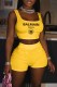 Yellow Street Print Letter U Neck Sleeveless Two Pieces