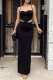 Black Sexy Solid Backless Spaghetti Strap Sleeveless Two Pieces