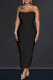 Black Sexy Solid Patchwork Backless Slit Strapless Long Dress Dresses
