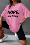 Pink Casual Letter Print Basic O Neck Short Sleeve Two Pieces